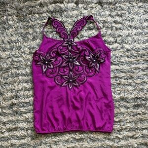 Vibrant Purple Women's Camisole with Embroidery, Size XS